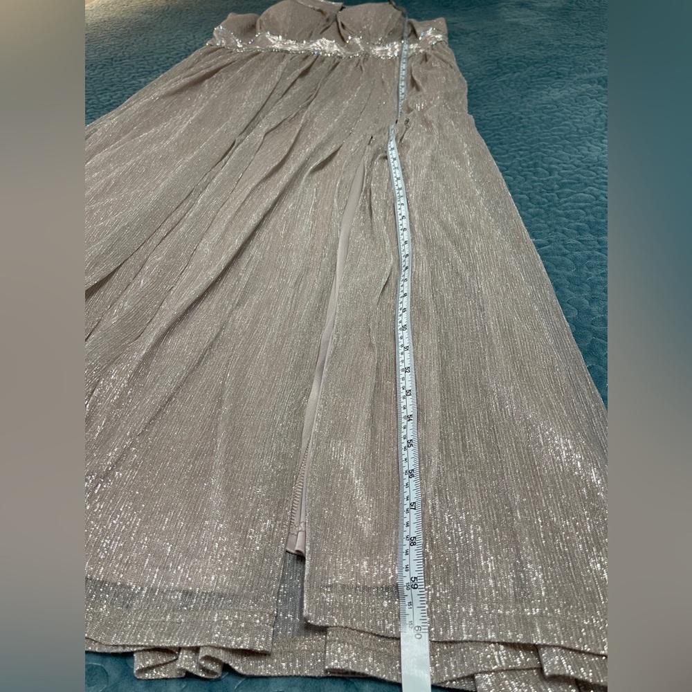 Oleg Cassini Metallic Formal Evening Gown Sz 20W Blush Sleeveless Full Length - Picture 8 of 14